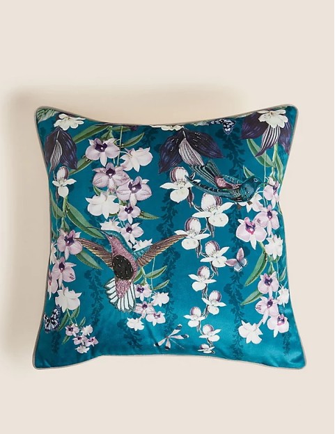 Velvet Bee Embroidered Cushion