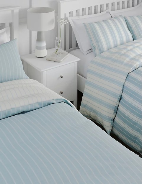 2pk Cotton Blend Striped Bedding Sets