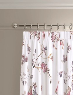 Sateen Cherry Blossom Pencil Pleat Blackout Curtains