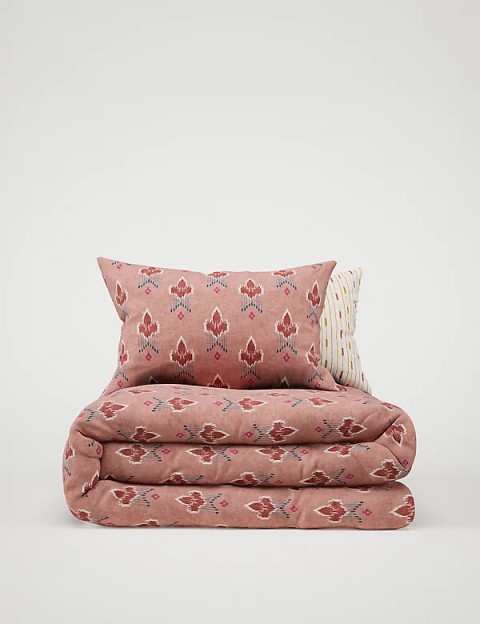 Cotton Blend Ikat Geometric Bedding Set