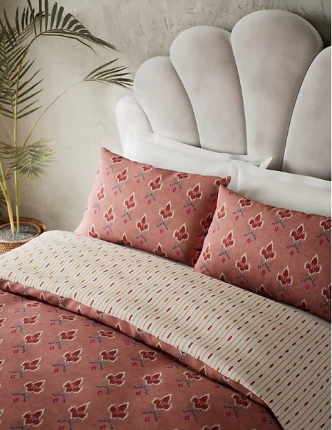 Cotton Blend Ikat Geometric Bedding Set