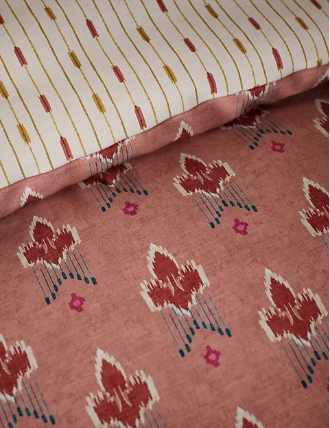 Cotton Blend Ikat Geometric Bedding Set