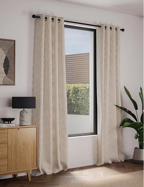 Pure Cotton Geometric Eyelet Curtains