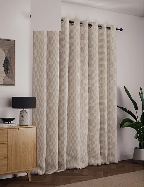 Pure Cotton Geometric Eyelet Curtains