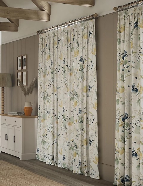 Watercolour Floral Pencil Pleat Curtains