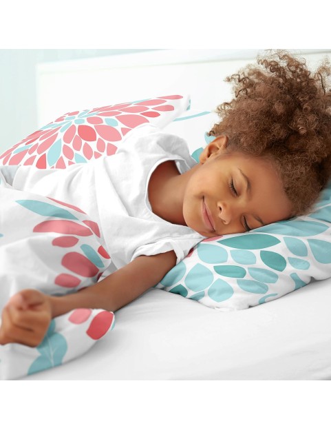 Turquoise and Coral Emma 3 Piece Childrens, Teen, Kids Modern Full/Queen Bedding Set Collection