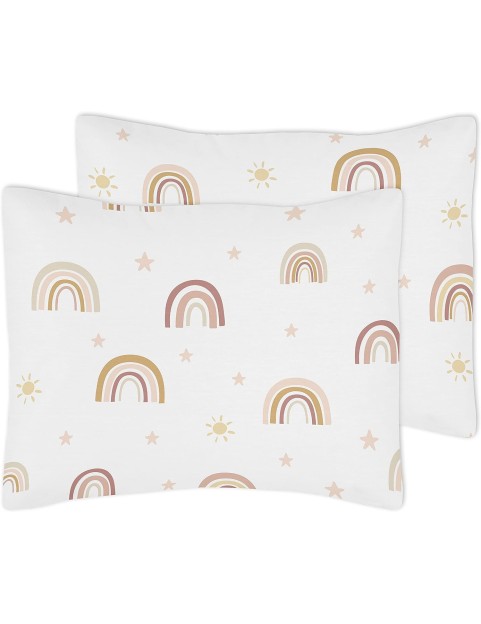 Boho Rainbow Girl Full/Queen Bedding Set Kid Comforter Childrens Size - 3 Pieces - Blush Pink Dusty Rose Gold Yellow Mauve Taupe Beige Tan Bohemian Stars Sun Celestial Vintage Sky