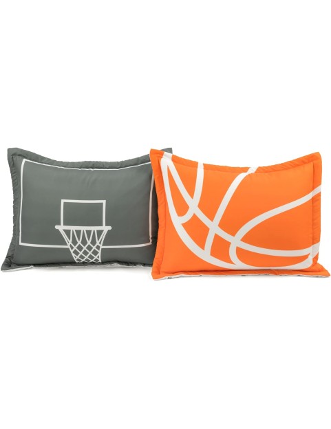 Basketball Game Reversible Oversized 5 Piece Comforter Set - Cozy & Soft Kids Sports Themed Bedding Set - Full/ Queen, Charcoal