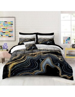 Marble Comforter Bedding Set California King Size 8 Pieces Abstract Marble Bed in a Bag Comforter Set for Kids 1 Comforter, 4 Pillowcases, 1 Flat Sheet, 1 Fitted Sheet, 1 Cushion Cover