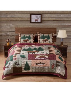 Moose Lodge Quilt Set, King, Natural