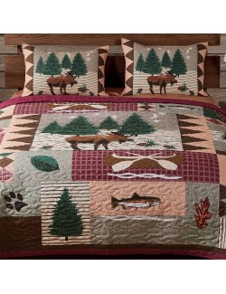 Moose Lodge Quilt Set, King, Natural