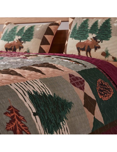 Moose Lodge Quilt Set, King, Natural