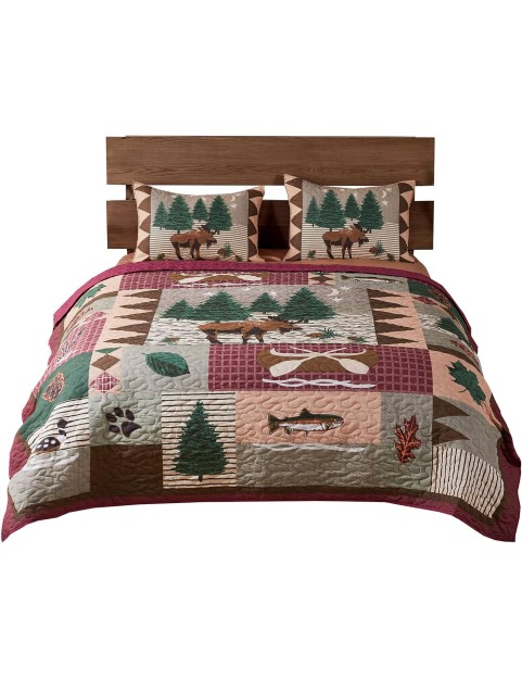 Moose Lodge Quilt Set, King, Natural