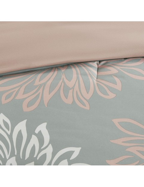 Maible Cozy Bed in A Bag Comforter with Complete Cotton Sheet Set-Floral Medallion Damask Design All Season Cover, Decorative Pillow, Cal King(104"" x92), Floral Blush 9 Piece