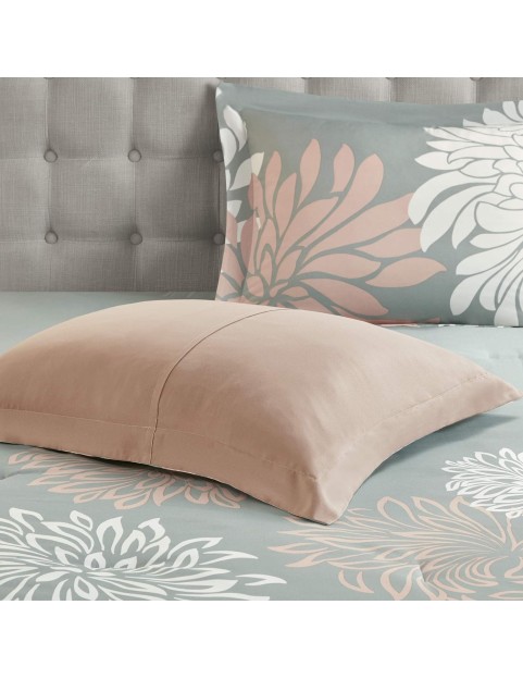 Maible Cozy Bed in A Bag Comforter with Complete Cotton Sheet Set-Floral Medallion Damask Design All Season Cover, Decorative Pillow, Cal King(104"" x92), Floral Blush 9 Piece