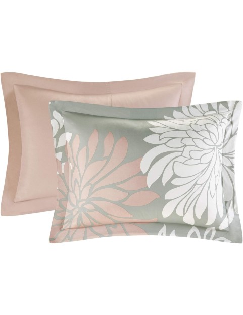 Maible Cozy Bed in A Bag Comforter with Complete Cotton Sheet Set-Floral Medallion Damask Design All Season Cover, Decorative Pillow, Cal King(104"" x92), Floral Blush 9 Piece