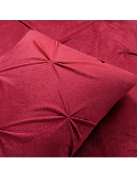 Soft Velvet Diamond Pintuck 3 Piece Comforter Set, King, Red