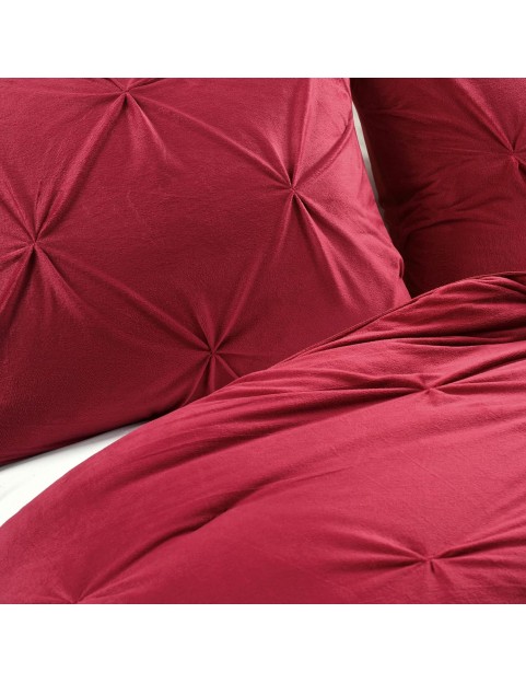 Soft Velvet Diamond Pintuck 3 Piece Comforter Set, King, Red