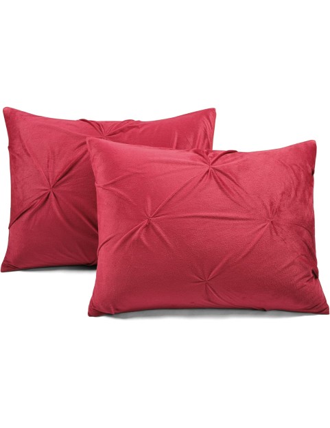 Soft Velvet Diamond Pintuck 3 Piece Comforter Set, King, Red