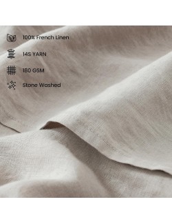 100% French Linen Sheets Queen Size, Stonewashed Pure Linen Bed Sheets with 16" Deep Pocket, Cooling Durable 4 Pcs Flax Linen Bedding Sheets & Pillowcases